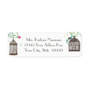 Return Address Bridal Shower Mod Bird Cage Heart