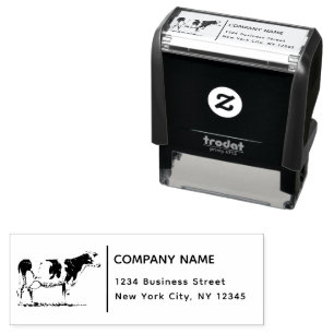 Return Address Business Cow Modern Farmer Self-inking Stamp