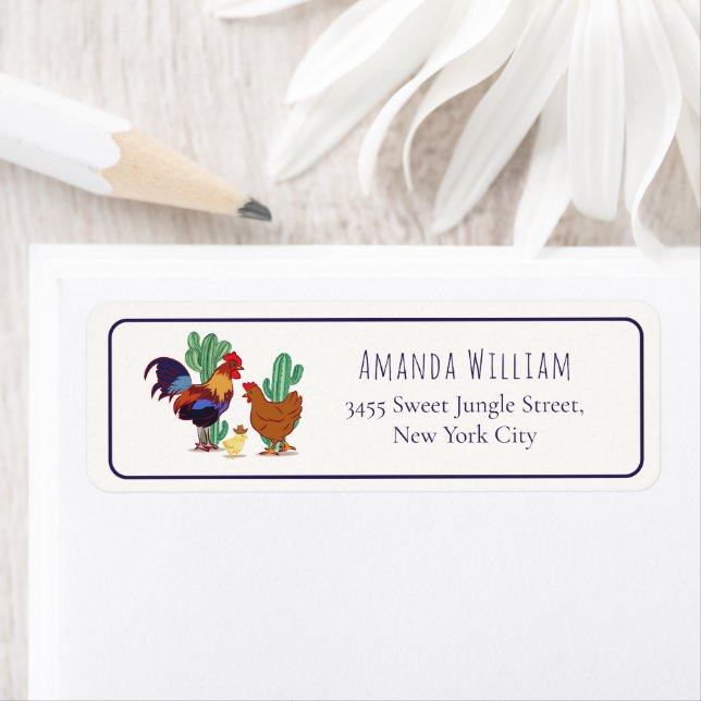 Return Address Cactus Rooster Chicken Baby Shower  (Insitu)