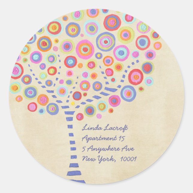 Return Address Candy Retro Tree Label Sticker (Front)