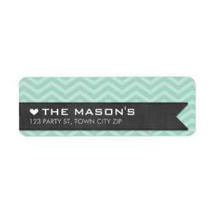 RETURN ADDRESS chevron zigzag mint chalkboard