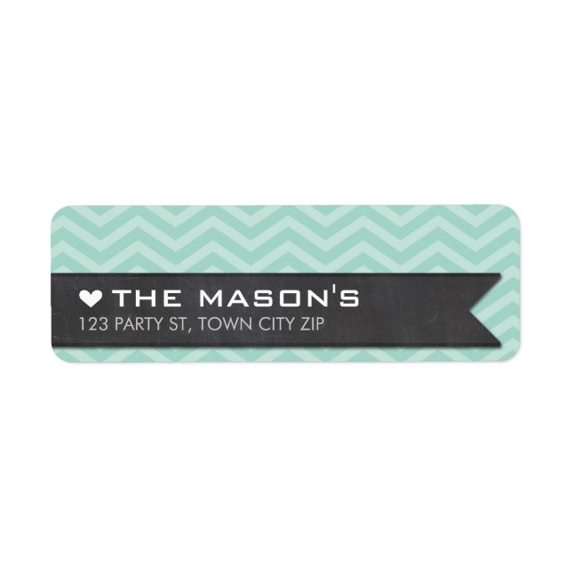 RETURN ADDRESS chevron zigzag mint chalkboard (Front)