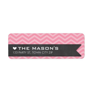 RETURN ADDRESS chevron zigzag pink chalkboard flag