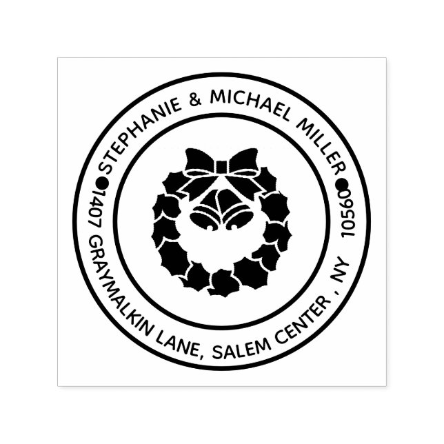 Return address Christmas Festive Wreath Self-inking Stamp (Design)