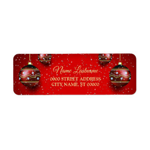 Return Address Christmas Golden Red Winter Holiday