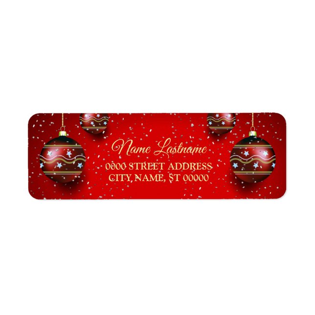 Return Address Christmas Golden Red Winter Holiday (Front)