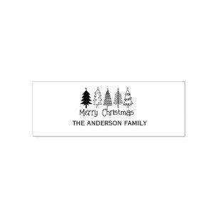 Return Address Christmas Minimalist Script Name  Self-inking Stamp