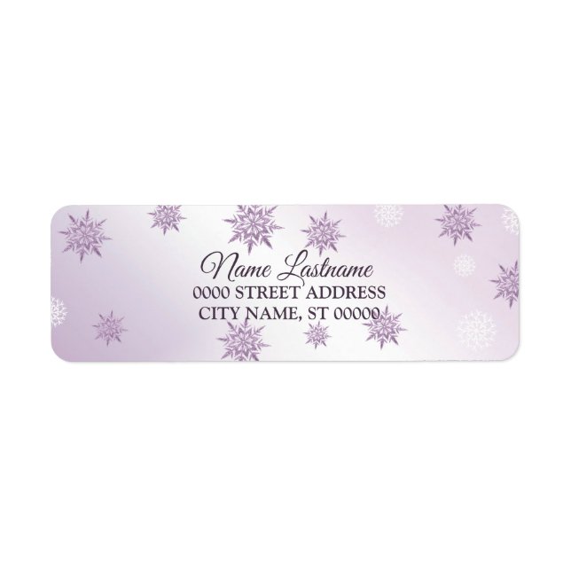 Return Address Christmas Pink Purple Snowflakes (Front)