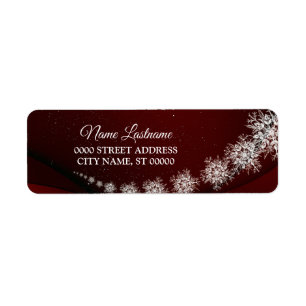 Return Address Christmas Snowflakes Red Rustic