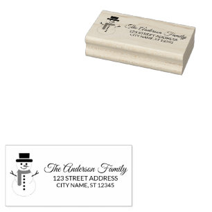 Return Address Christmas Snowman Personalised Rubber Stamp