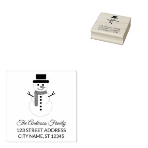 Return Address Christmas Snowman Personalised Rubber Stamp