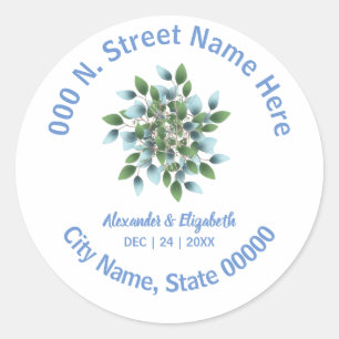 Return Address Classic Eucalyptus Greenery Round Sticker