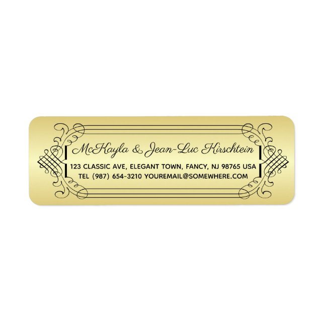 Return Address Classic Gold Black Elegant Wedding (Front)