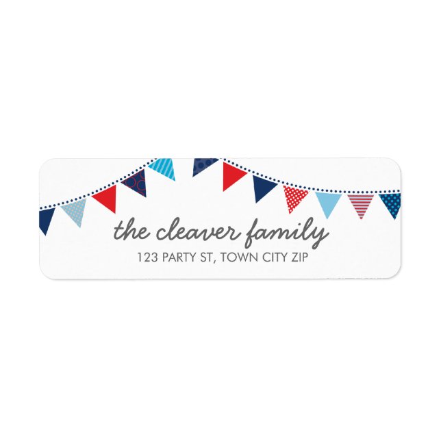 RETURN ADDRESS colourful fun bunting red white blu (Front)