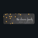 RETURN ADDRESS confetti gold glitter chalkboard<br><div class="desc">[NOTE - the glitter image is a printed picture] A modern, bold design with a super cute confetti pattern. Setup as a template it is easy to customise with your own text - make it yours! Love the design but want to see it altered - different colour - a different...</div>