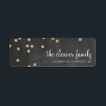 RETURN ADDRESS confetti gold glitter chalkboard<br><div class="desc">[NOTE - the glitter image is a printed picture] A modern, bold design with a super cute confetti pattern. Setup as a template it is easy to customise with your own text - make it yours! Love the design but want to see it altered - different colour - a different...</div>