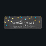 RETURN ADDRESS confetti gold turquoise chalkboard<br><div class="desc">A modern, bold design with a super cute confetti pattern. Setup as a template it is easy to customise with your own text - make it yours! Love the design but want to see it altered - different colour - a different product to complete your branding? No worries - simply...</div>