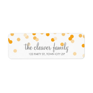 RETURN ADDRESS confetti polka dot bright orange