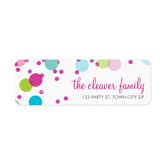 RETURN ADDRESS confetti polka dot colourful glitte (Front)