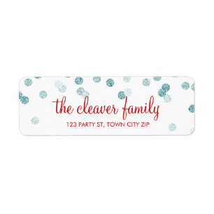 RETURN ADDRESS confetti polka dot glitter blue