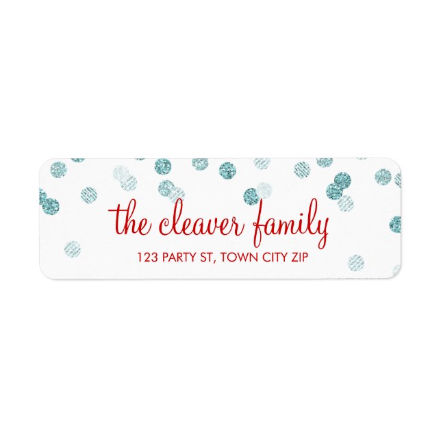 RETURN ADDRESS confetti polka dot glitter blue (Front)
