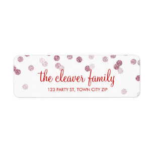 RETURN ADDRESS confetti polka dot glitter pink