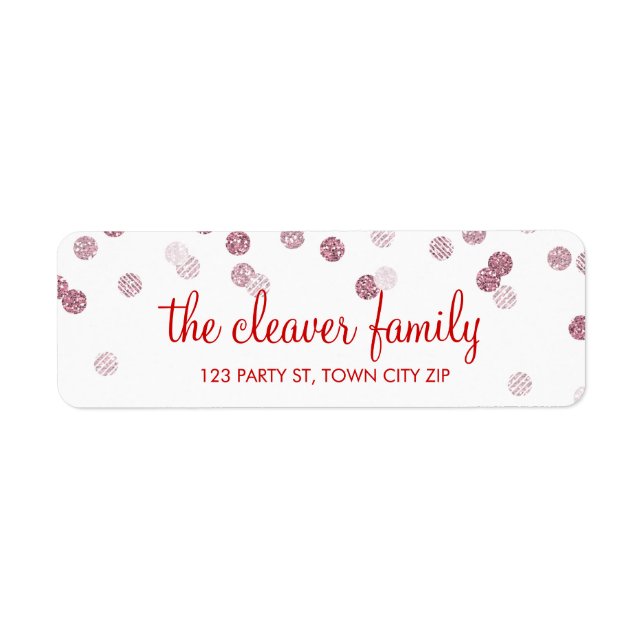 RETURN ADDRESS confetti polka dot glitter pink (Front)
