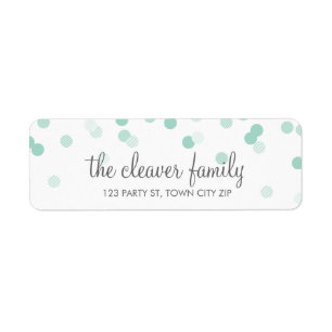 RETURN ADDRESS confetti polka dot pale mint green