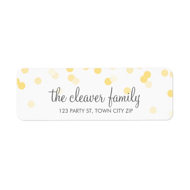 RETURN ADDRESS confetti polka dot pale yellow grey (Front)