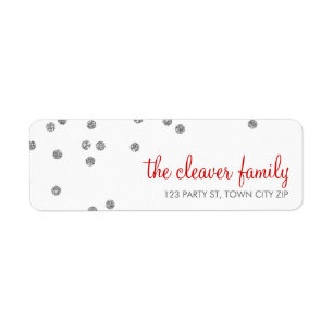 RETURN ADDRESS confetti polka dot silver glitter