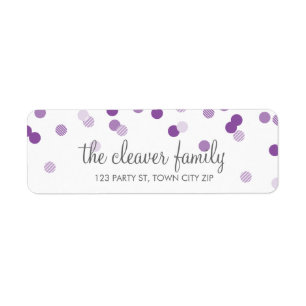 RETURN ADDRESS confetti polka dot violet purple