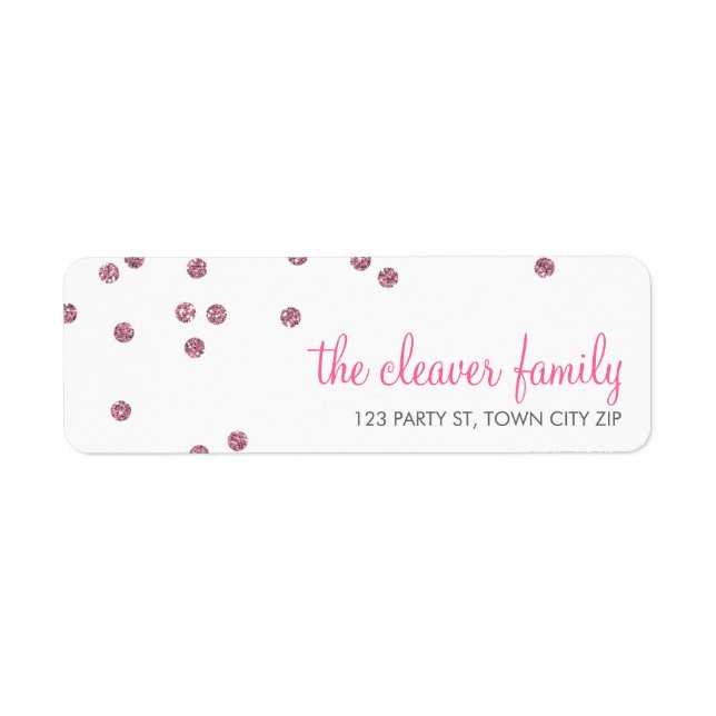 RETURN ADDRESS confetti spot baby pink glitter (Front)