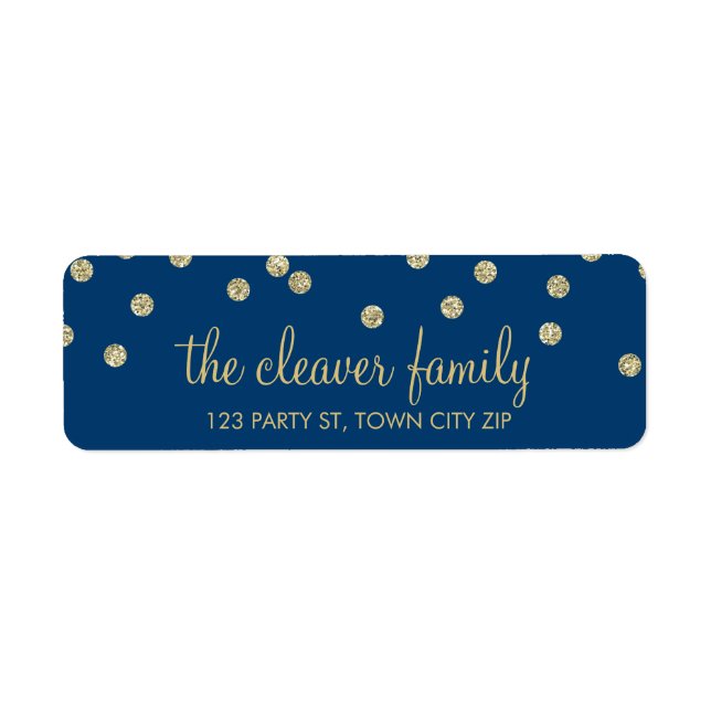 RETURN ADDRESS confetti spot glitter gold blue (Front)