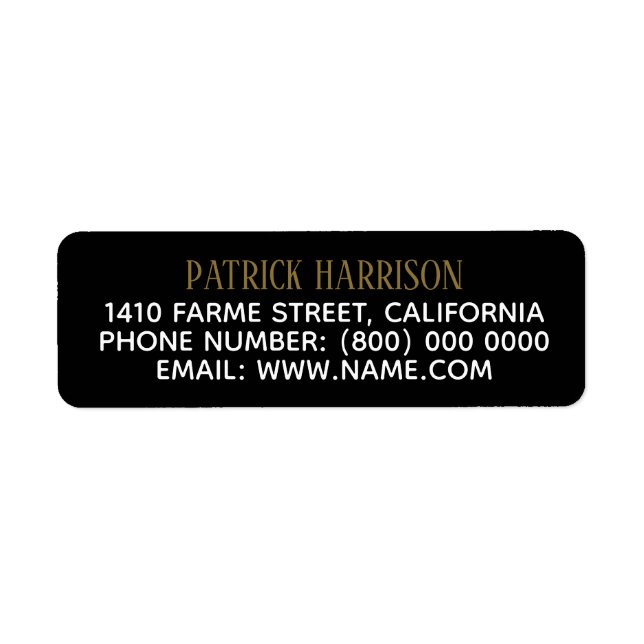 return address contact information on black (Front)