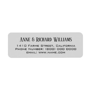return address contact information on grey