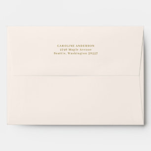 Return Address Cream Pink Lined Gold Personalised Envelope