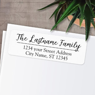 Return Address Custom Family Name Everglow Script