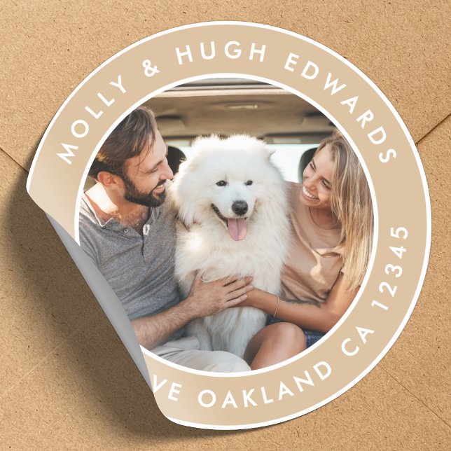 Return Address Custom Photo Classic Round Sticker (Creator Uploaded)