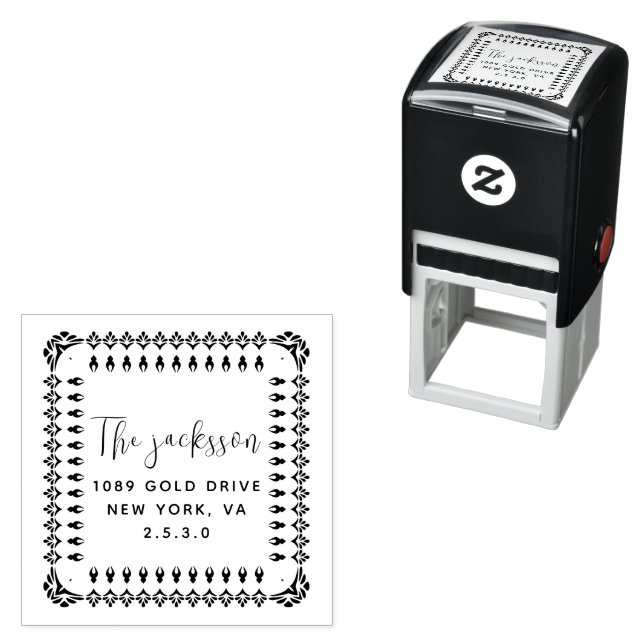 Return Address Custom Script Family Name  Self-inking Stamp (In Situ)