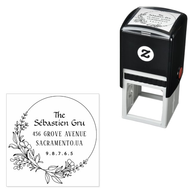 Return Address Custom Script Family Self-inking Stamp (In Situ)