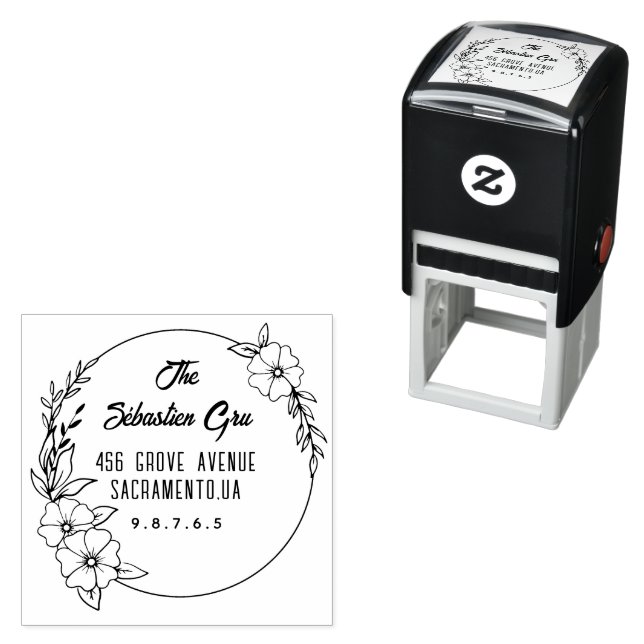 Return Address Custom Script Family Self-inking Stamp (In Situ)