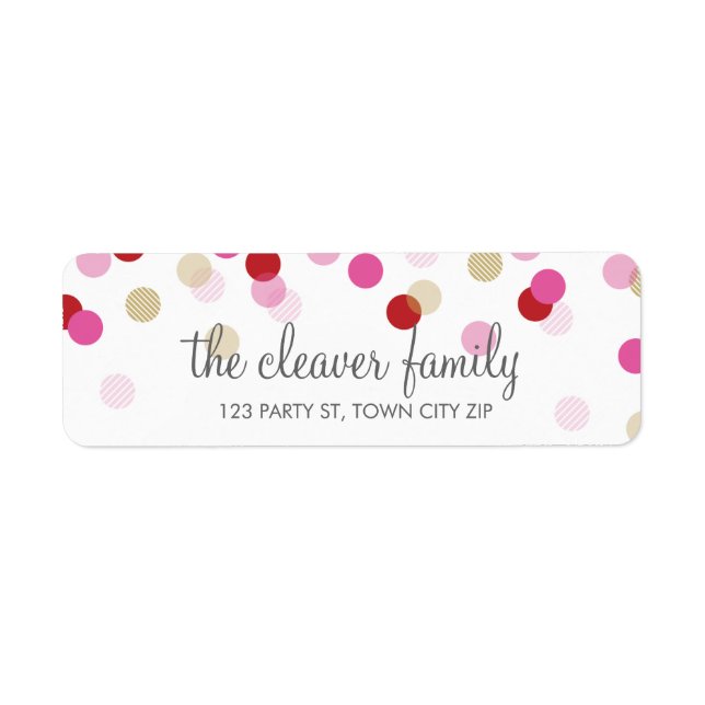RETURN ADDRESS cute confetti polka dot colourful (Front)