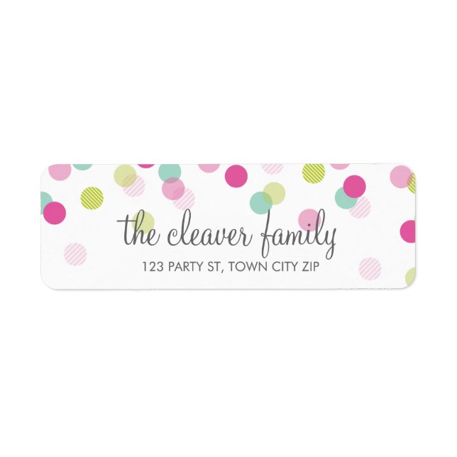 RETURN ADDRESS cute confetti polka dot colourful (Front)