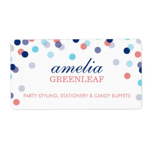RETURN ADDRESS cute confetti polka dot coral blue