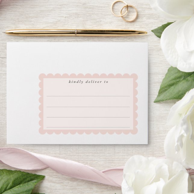 RETURN ADDRESS cute scallop edge blush pink edge Envelope (Wedding)