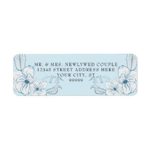Return Address Dusty Blue White Watercolor Floral