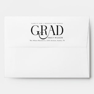 Return Address Elegant Black Script Graduation Envelope