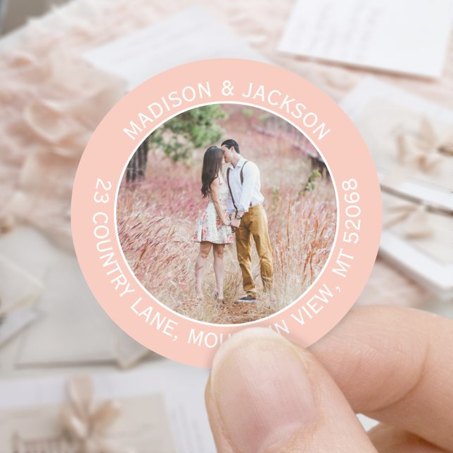 Return Address Elegant Blush Pink Photo Labels (Creator Uploaded)
