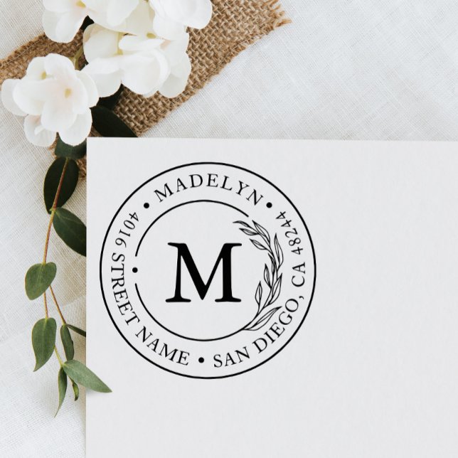 Return Address Elegant Monogram Minimalist Rubber Stamp (Creator Uploaded)