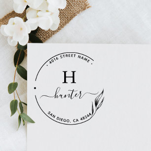 Return Address Elegant Monogram Minimalist Self-inking Stamp